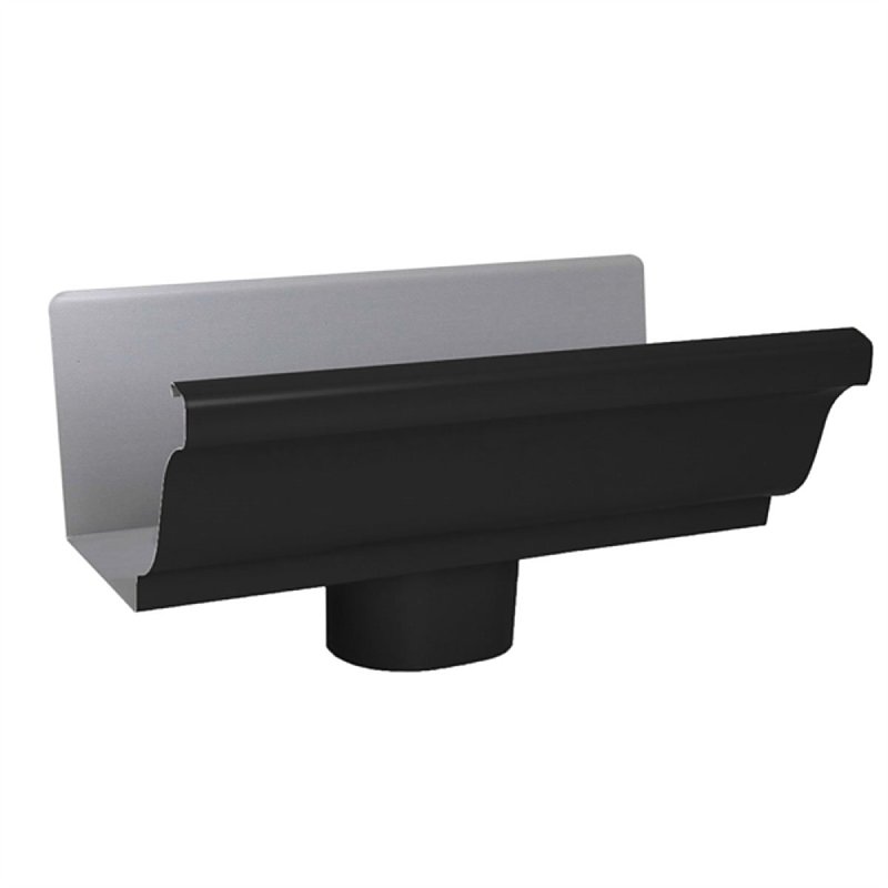 Amerimax 2501035 Gutter End with Drop/Outlet, 5 in Gutter, Aluminum, Black