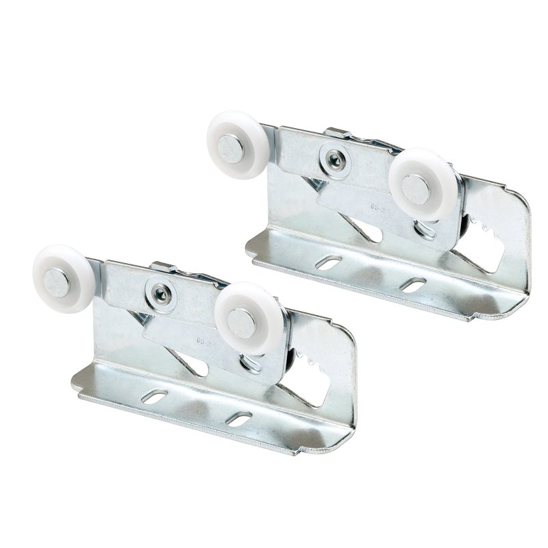 Prime-Line N 6531 Roller Assembly, 7/8 in Dia Roller, 1/4 in W Roller, Steel, Silver, 2-Roller, 75 lb, Top Mounting