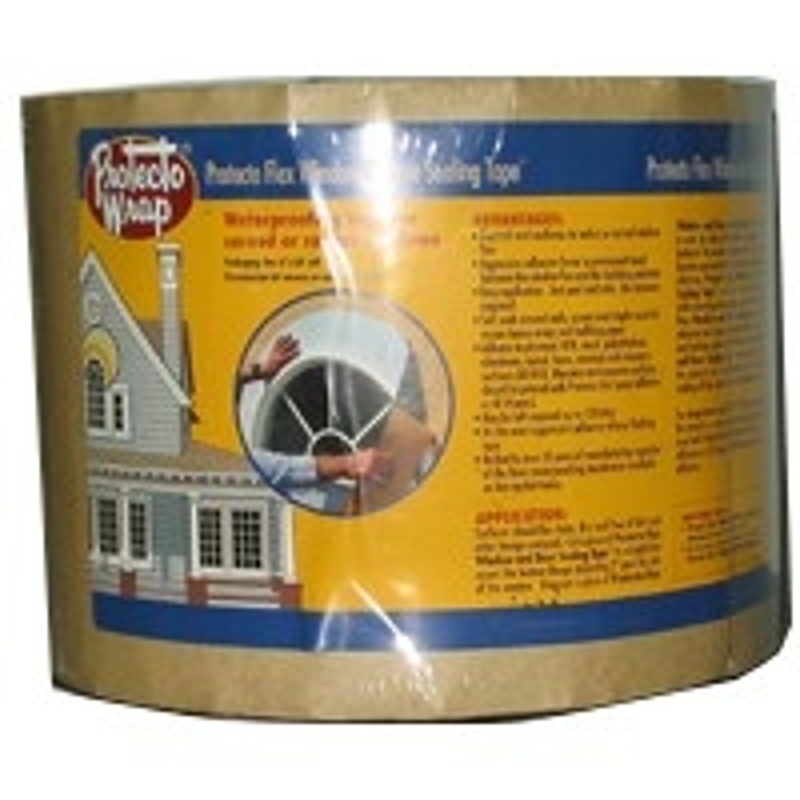 Protecto Wrap 843606SW Window and Door Sealing Tape, 50 ft L, 6 in W, HDPE, Gray/White