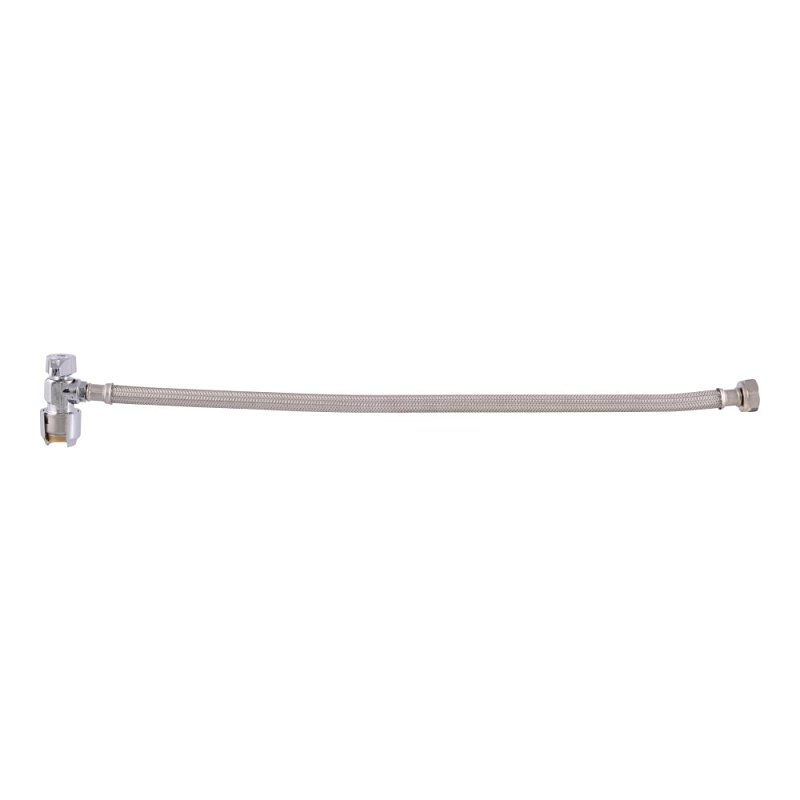 SharkBite UR24657Z Faucet Connector with Stop Valve, 1/2 in Inlet, FIP Inlet, 1/2 in Outlet, PTC Outlet, 20 in L