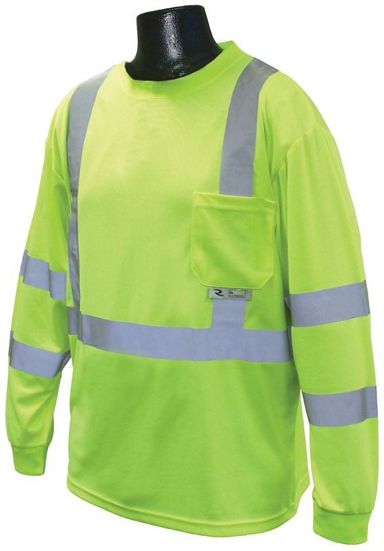 Radians ST21-3PGS-XL Lightweight, Pullover Safety T-Shirt, XL, Polyester, High-Visibility Green, Long Sleeve, Regular