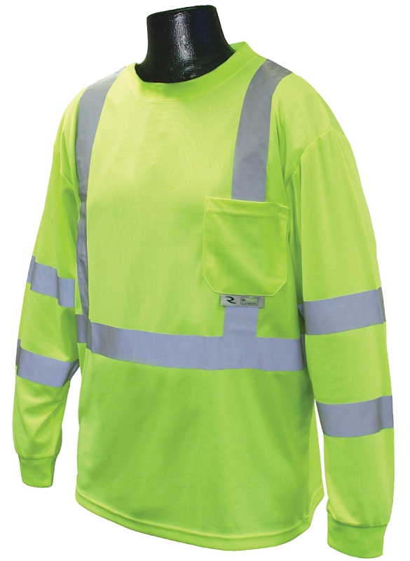 Radians ST21-3PGS-2X Lightweight, Pullover Safety T-Shirt, 2XL, Polyester, High-Visibility Green, Long Sleeve, Regular