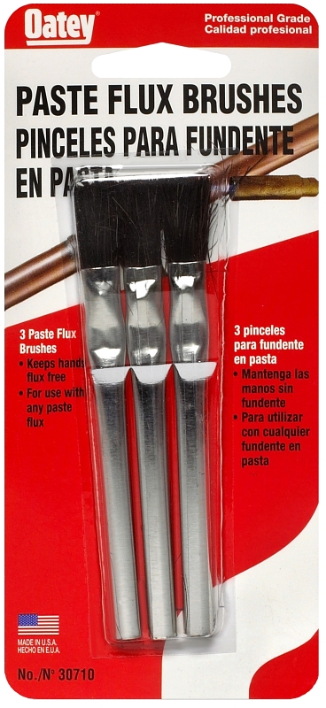 Oatey 30710 Acid Brush, 3 in L x 1/2 in W Brush, 5 in Trim, 5 in L Trim, Horse Hair Trim, Tin Handle, 4 in OAL