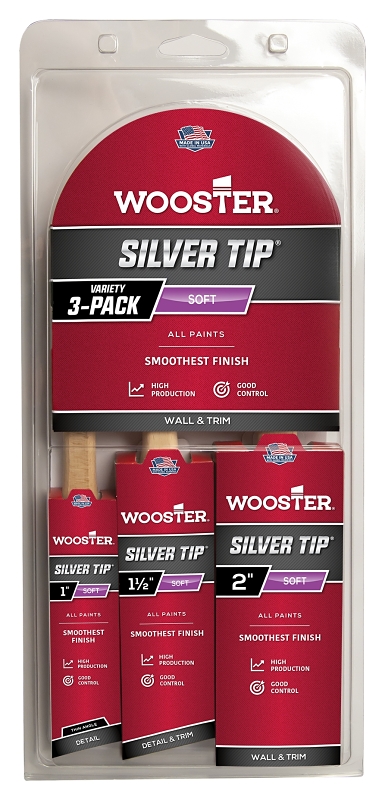 Wooster Silver Tip 5229 Paint Brush Set, 3-Brush