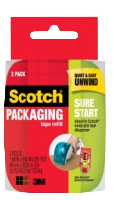 Scotch DP-1000-RR-2 Packaging Tape, 22.8 m L, 48 mm W, Clear