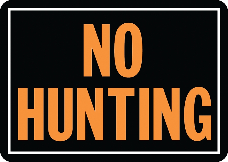 Hy-Ko Hy-Glo Series A00806 Identification Sign, Rectangular, No Hunting, Fluorescent Orange Legend, Black Background, Pack of 12