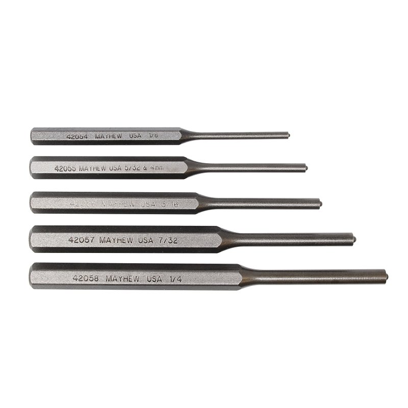 Mayhew 62282 Pilot Punch Set, 5-Piece, Steel, Shot Blasted, Blue/Red