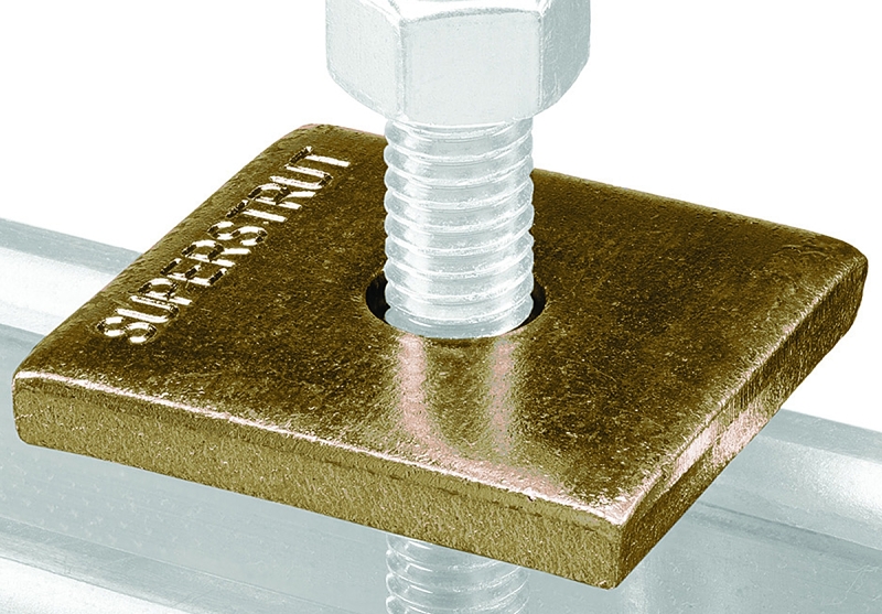 SuperStrut 200 Series ZAB2413/8-10 Square Conduit Washer, Stainless Steel, Gold, Gold Galvanized