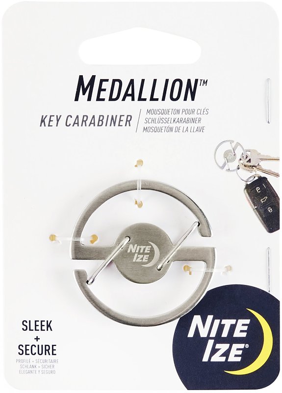 Nite Ize Medallion Series MKC-11-R3 Circular Key Carabiner, Stainless Steel, Silver