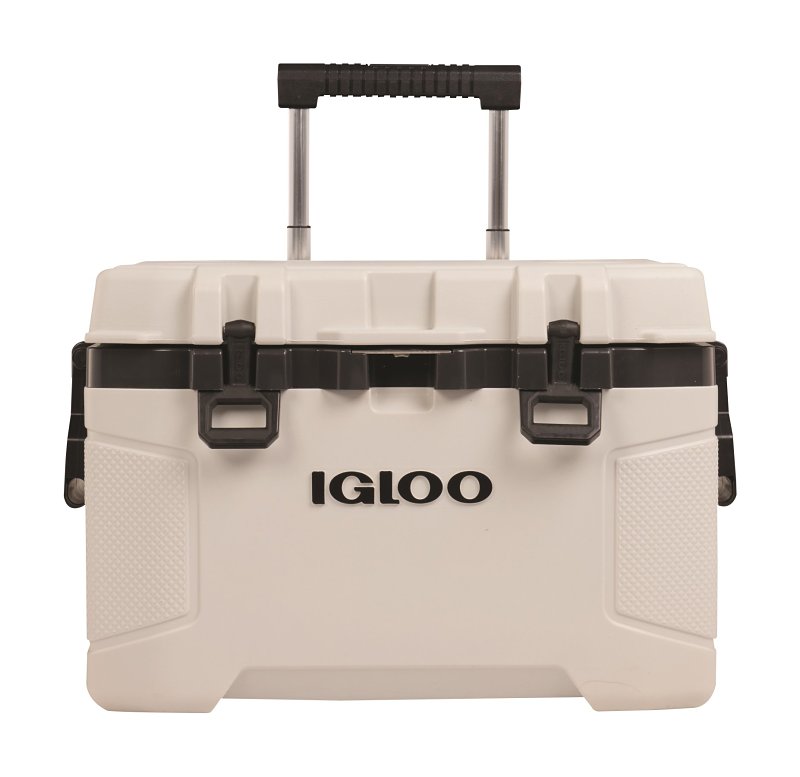 Igloo Trailmate Series 0034940 Roller Cooler, 80 Cans, 52 qt Cooler, Plastic, Bone, 5 days Ice Retention