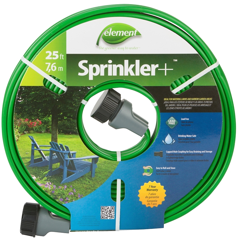 Element CELTECV025 Sprinkler and Soaker Hose, 5/8 in, 25 ft L, 1.2 gph, Vinyl, Green