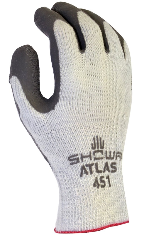 Showa ThermaFit 451XL-10.RT Ergonomic Work Gloves, Unise, XL, 10 in L, Knit Wrist Cuff, Rubber, Dark Gray