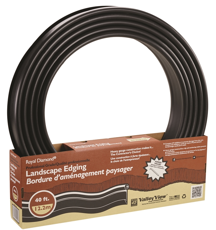 DeWitt PRO-40 Lawn Edging, 40 ft L, 5 in H, Dark Brown/Light Brown