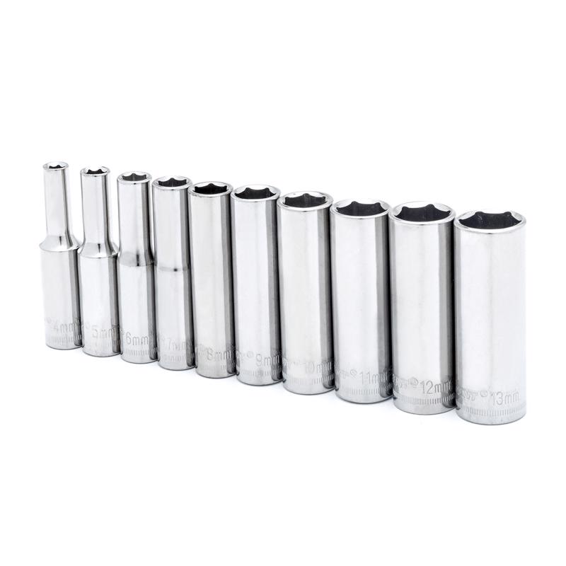Crescent 1/4 in. X 1/4 in. drive Metric 6 Point Deep Well Socket Set 10 pc