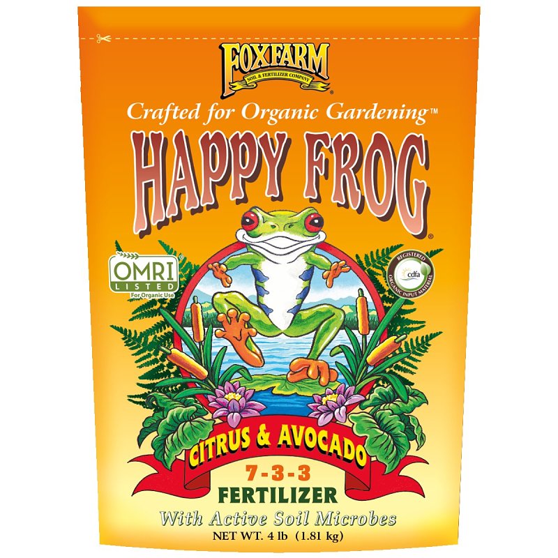 Happy Frog 500602 Citrus and Avocado Fertilizer, 4 lb, Solid, 7-3-3 N-P-K Ratio