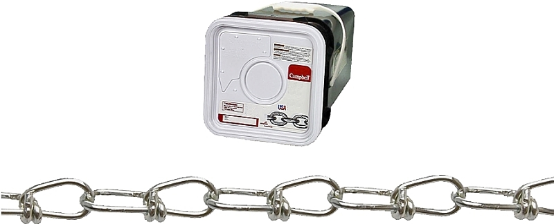 Campbell 075-4126 Loop Chain, #1, 450 ft L, 155 lb Working Load, Low Carbon Steel, Zinc-Plated