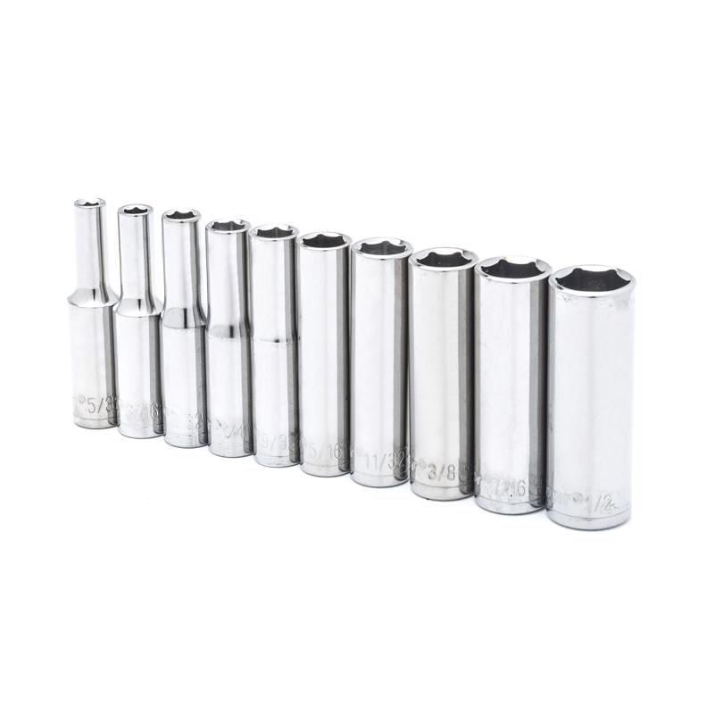 Crescent 1/4 in. X 1/4 in. drive SAE 6 Point Deep Well Socket Set 10 pc