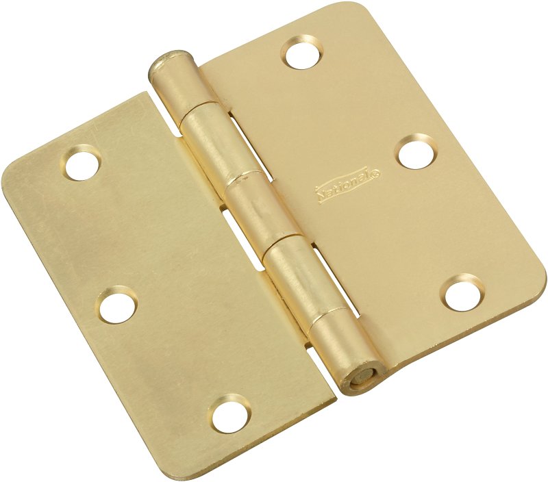 National Hardware N830-229 Door Hinge, Steel, Satin Brass, Non-Rising, Removable Pin, Full-Mortise Mounting, 50 lb