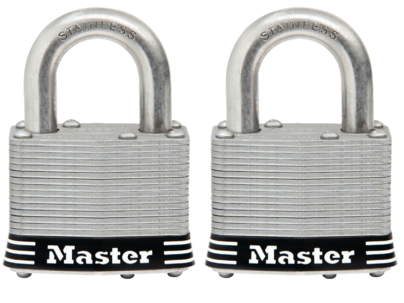 Master Lock 5SSTHC Padlock, Keyed Alike Key, Round Shackle, 3/8 in Dia Shackle, 1 in H Shackle, Stainless Steel Shackle