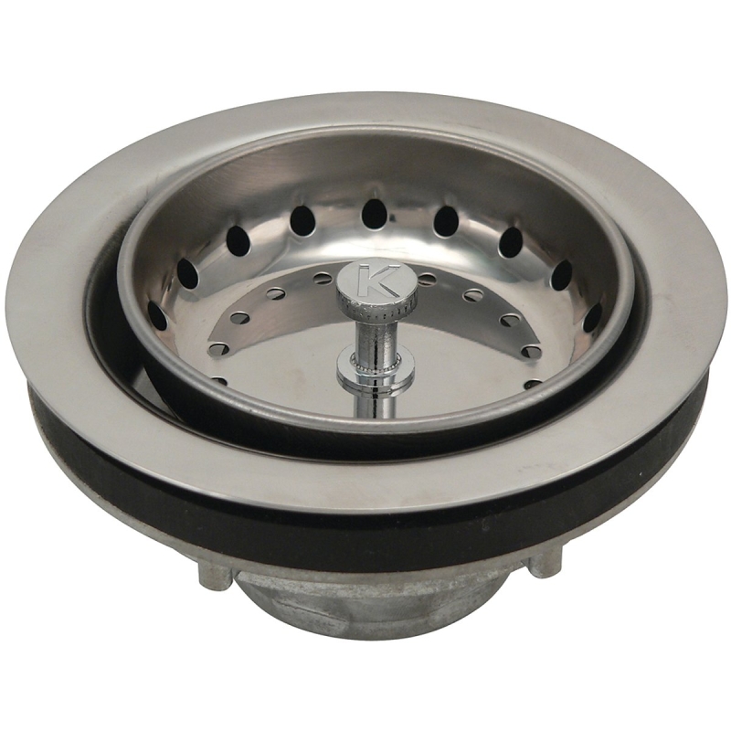 Keeney K5419 Basket Strainer Assembly with Spring Post, Stainless Steel, For: 3-1/2 in Dia Opening Sinks