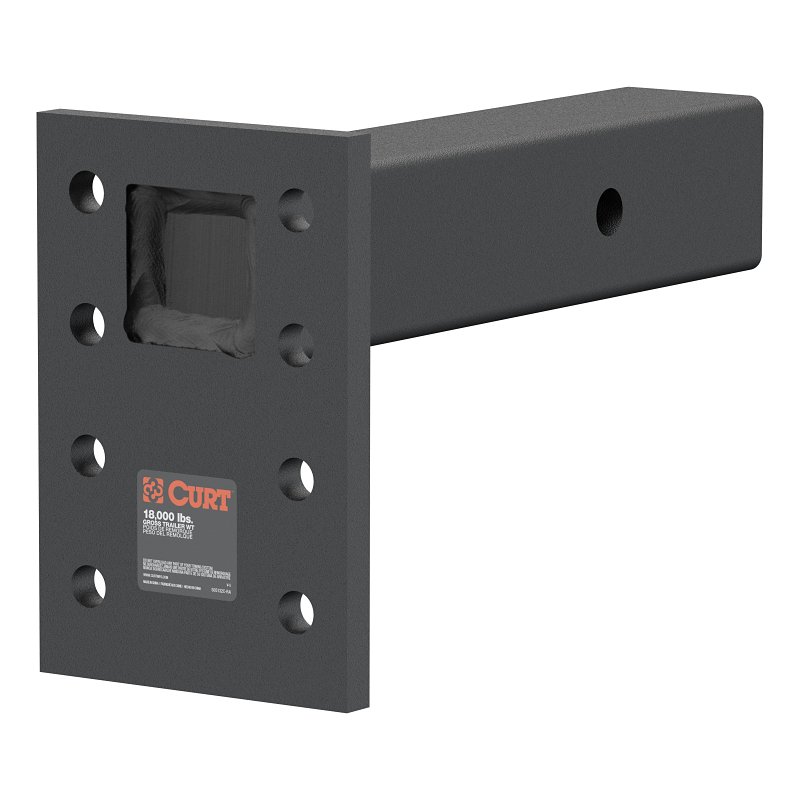 Curt 48329 Adjustable Pintle Mount, 18,000 lb, 5 in W, 7 in H, Steel, Powder-Coated