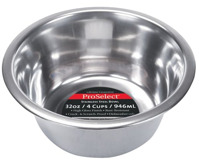 ProSelect ZW150 32/5661 Pet Feeding Dish, S, 1 qt Volume, Stainless Steel