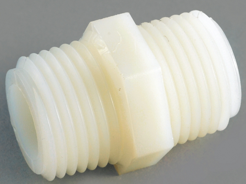 Anderson Metals 53622-06 Pipe Nipple, 3/8 in, MPT, Nylon, 150 psi Pressure, 1 in L