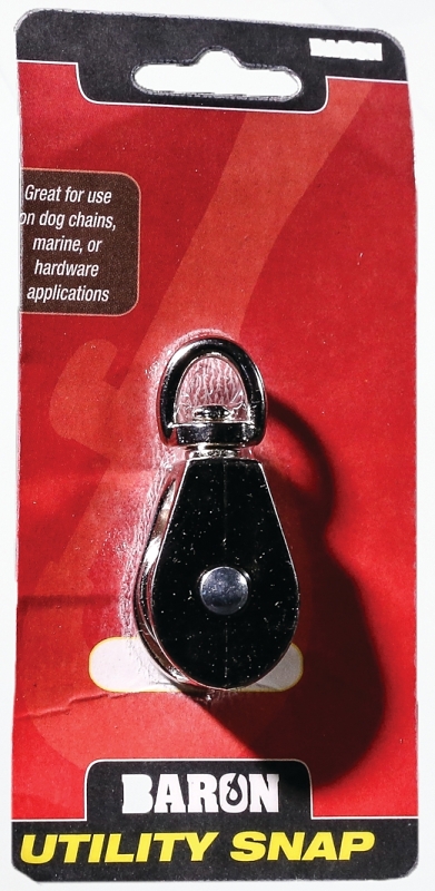 Baron C-0173ZD-1-1/2 Rope Pulley, 5/16 in Rope, 1-1/2 in Sheave, Swivel Eye Attachment, Nickel-Plated