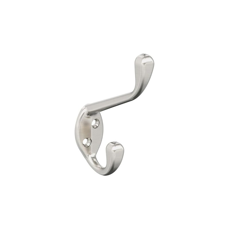 Noble H55451G10 Decorative Wall Hook, 7/16 in W, Zinc, Satin Nickel, 25 lb, 3-9/16 in Projection