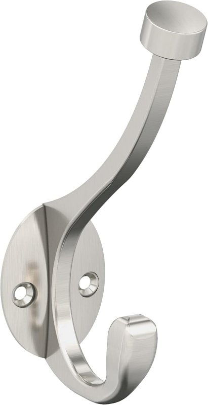 Adare H55465G10 Decorative Wall Hook, 11/16 in W, Zinc, Satin Nickel, 25 lb, 3-5/16 in Projection