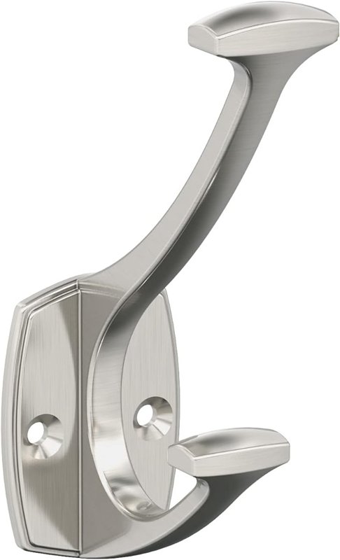 Amerock Vicinity Series H37001G10 Decorative Wall Hook, 1 in W, Zinc, Satin Nickel, 25 lb, 2-11/16 in Projection