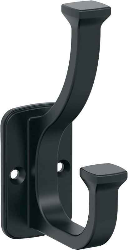 Amerock Alder Series H37007MB Decorative Wall Hook, 11/16 in W, Zinc, Matte Black, 25 lb, 2-5/8 in Projection