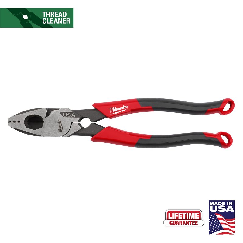 Milwaukee MT550T Lineman's Plier, 9 in OAL, 1.39 in Jaw Opening, Black/Red Handle, Comfort Grip Handle, 0.74 in W Jaw