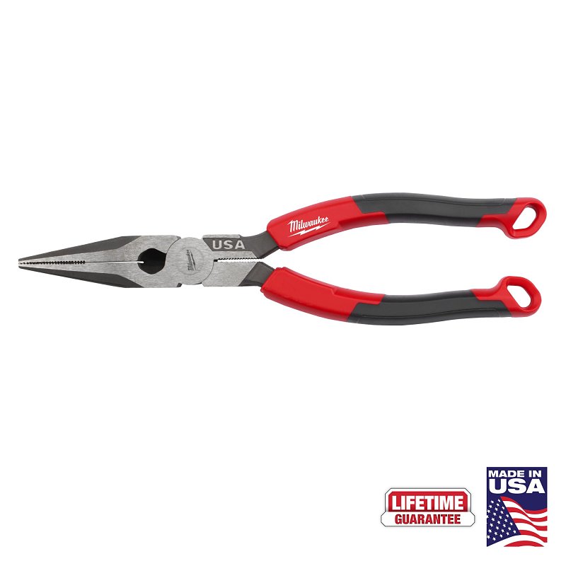Milwaukee MT555 Nose Plier, 8.46 in OAL, 2.7 in Jaw Opening, Comfort Grip Handle, 0.11 in W Tip