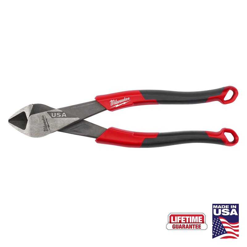 Milwaukee MT558 Cutting Plier, 8 in OAL, 0.97 in Cutting Capacity, Black/Red Handle, Comfort Grip Handle, 0.7 in W Jaw