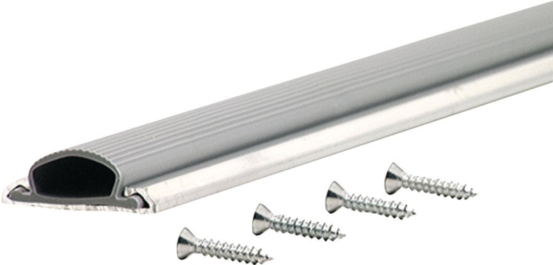 M-D 05512 Door Bottom, 36 in L, 1-1/4 in W, 1/2 in H, Aluminum, Silver
