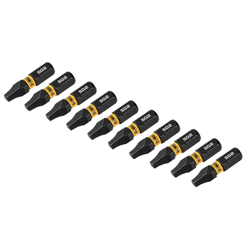DEWALT FLEXTORQ DWAF1SQ2IR10 Screwdriver Bit, #2 Drive, Square Drive, 1/4 in Shank, Hex Shank, 1 in L, Steel