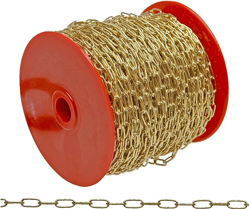 Campbell 0710717 Clock Chain, #7, 82 ft L, 15 lb Working Load, Brass