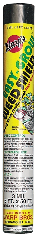 Warp's EGS50 Weed Shield, 50 ft L, 3 ft W, 3 mil Thick, Plastic