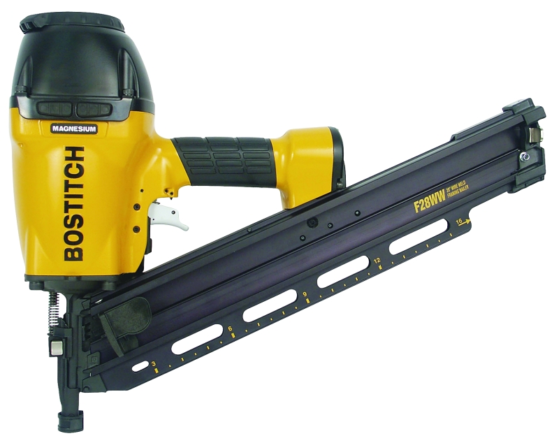 Bostitch F28WW Framing Nailer, 100 Magazine, 28 deg Collation, Wire Weld Collation, 0.075 cfm Air