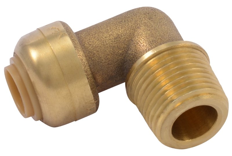 SharkBite U276LFA Dishwasher Elbow, 1/4 x 3/8 in, Slip Joint x MNPT, Brass, Chrome-Plated/Natural Brass