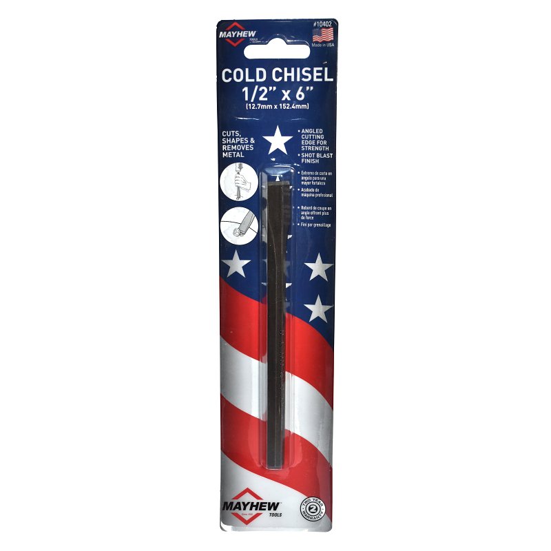 Mayhew 10402 Cold Chisel, 1/2 in Tip, 5 in OAL, Steel Blade