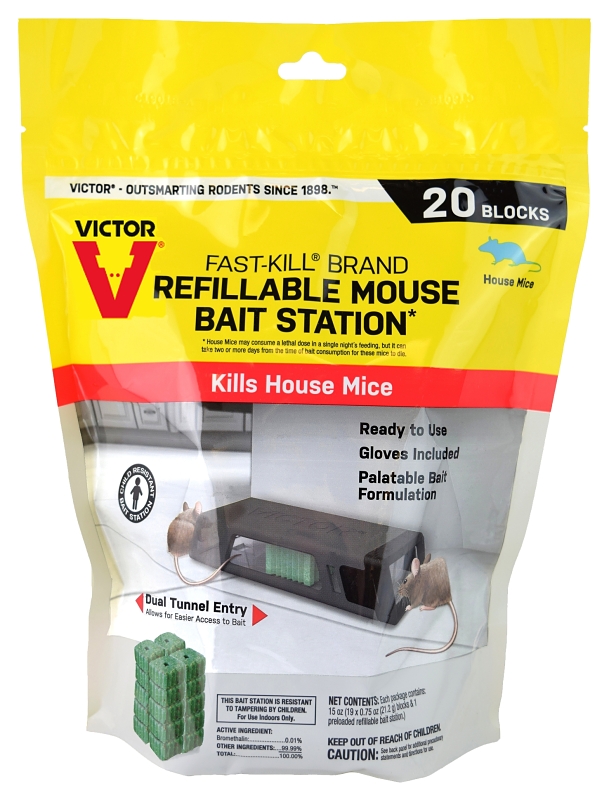 Victor M923 Mouse Bait Station, 2-Opening, Plastic