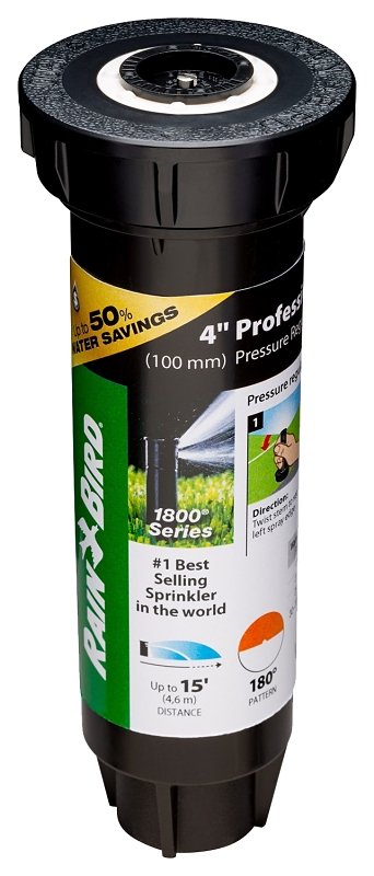 Rain Bird 1800 Series 1804HDSP25 Pop-Up Spray Head Sprinkler with Nozzle, 1/2 in Connection, Female, 4 in H Pop-Up