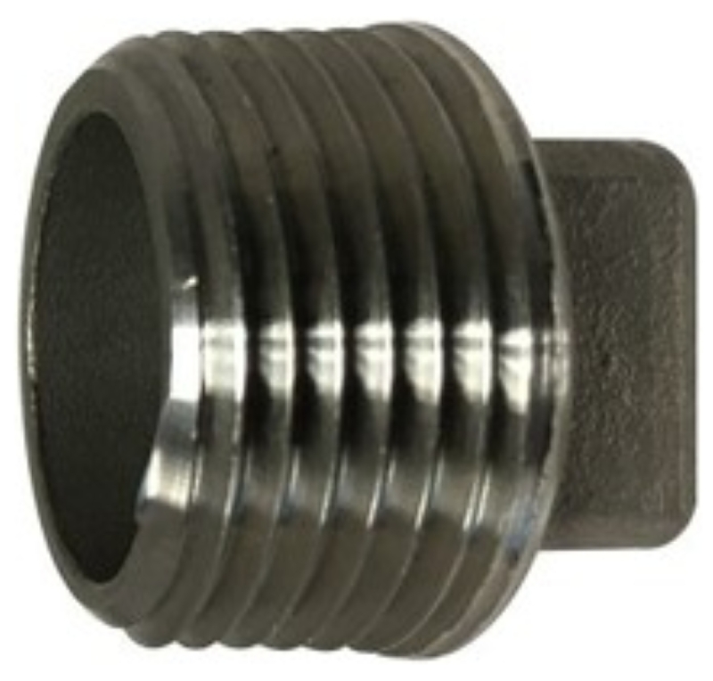 Anderson Metals 62655B Cored Pipe Plug, 1 in, Threaded, Square Head, 304 Stainless Steel
