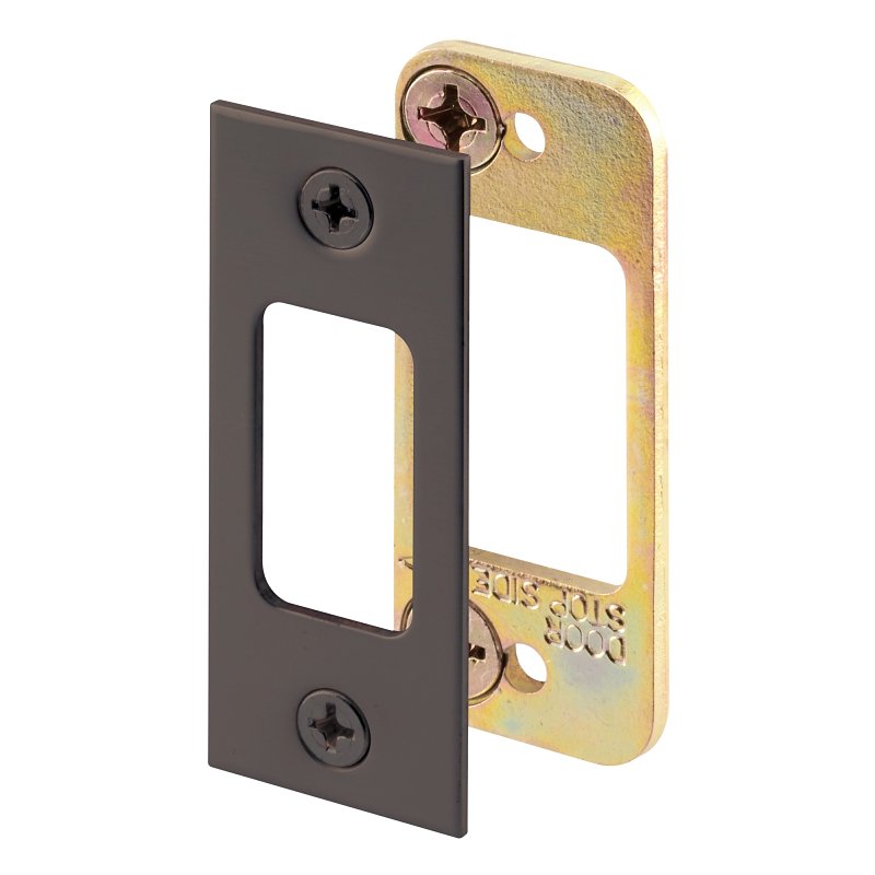Defender Security E 2482 Deadbolt Strike Plate, 2-3/4 in L, 1-1/8 in W, Steel, Bronze, Pack of 3