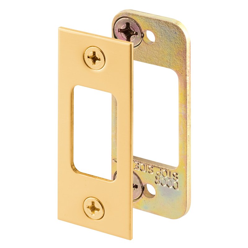 Defender Security E 2479 Deadbolt Strike Plate, 2-3/4 in L, 1-1/8 in W, Steel, Brass