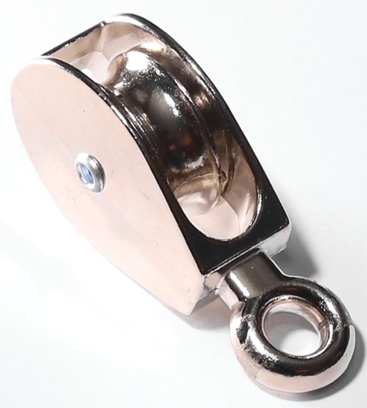 Baron 0174ZD-1-1/4 Tackle Pulley, 5/16 in Rope, 55 lb Working Load, 1-1/4 in Sheave, Fixed Eye Attachment, Zinc-Plated