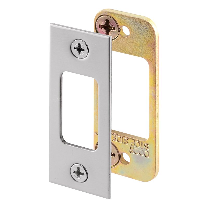Defender Security E 2483 Deadbolt Strike Plate, 2-3/4 in L, 1-1/8 in W, Steel, Satin Nickel