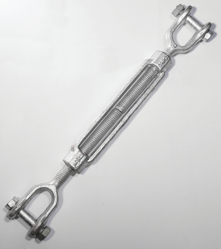 Baron 19-1/2X6 Turnbuckle, 2200 lb Working Load, 1/2 in Thread, Jaw, Jaw, 6 in L Take-Up, Steel